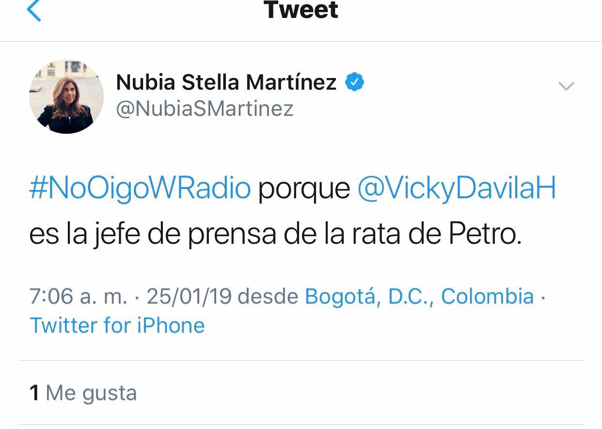 Pantallazo trino Nubia Stella Martínez