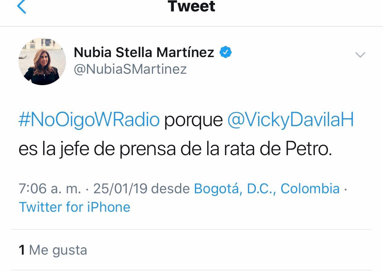 Pantallazo trino Nubia Stella Martínez 