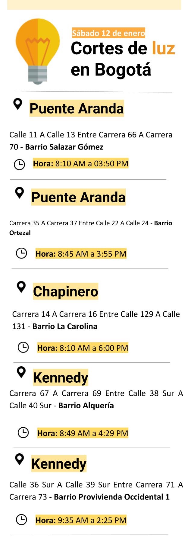 Plantilla cortes de energía