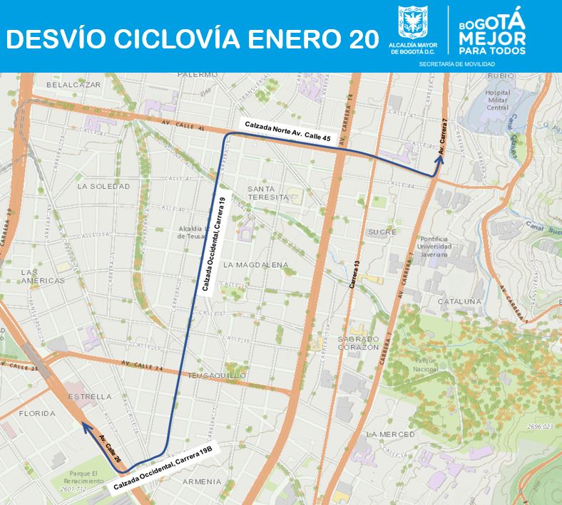 Cierres ciclovía enero 20