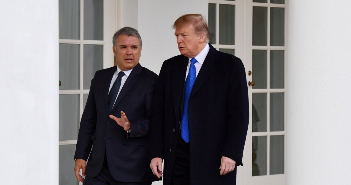 Los presidentes Iván Duque (izq.) y Donald Trump se encontraron en la Casa Blanca