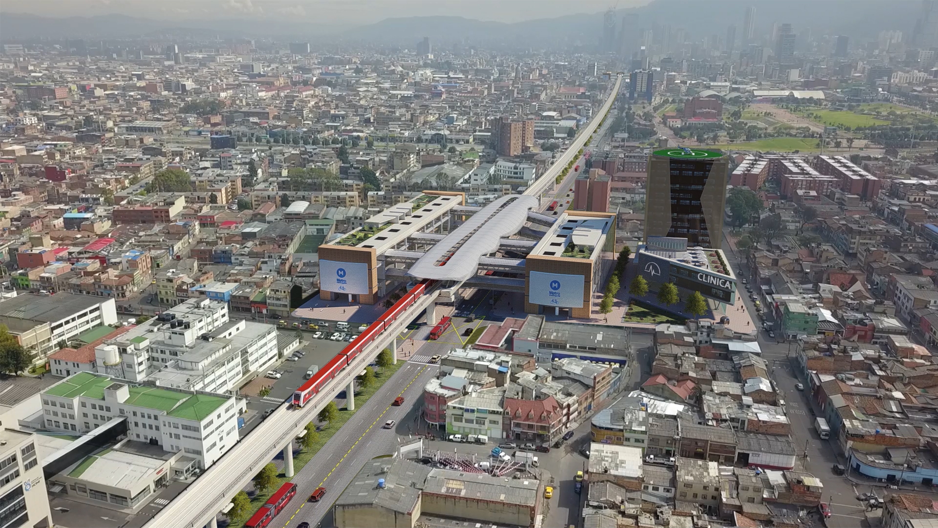 Render metro de Bogotá sector de Hospitales