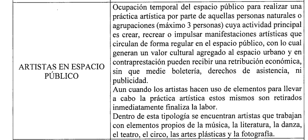 Artistas si pueden ubicarse en el espacio público
