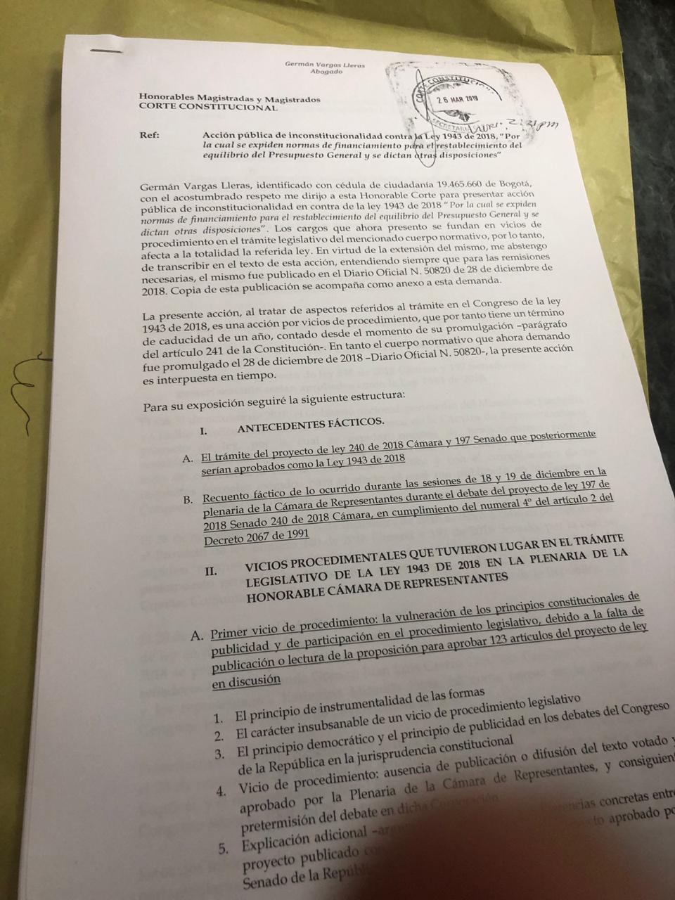 Demanda ley de financiamiento