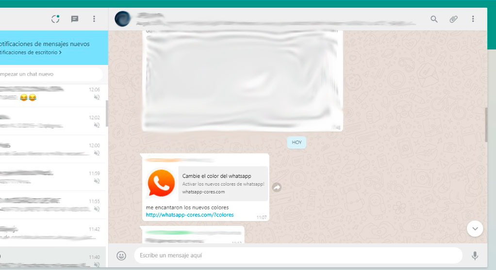 Pantallazo WhatsApp naranja