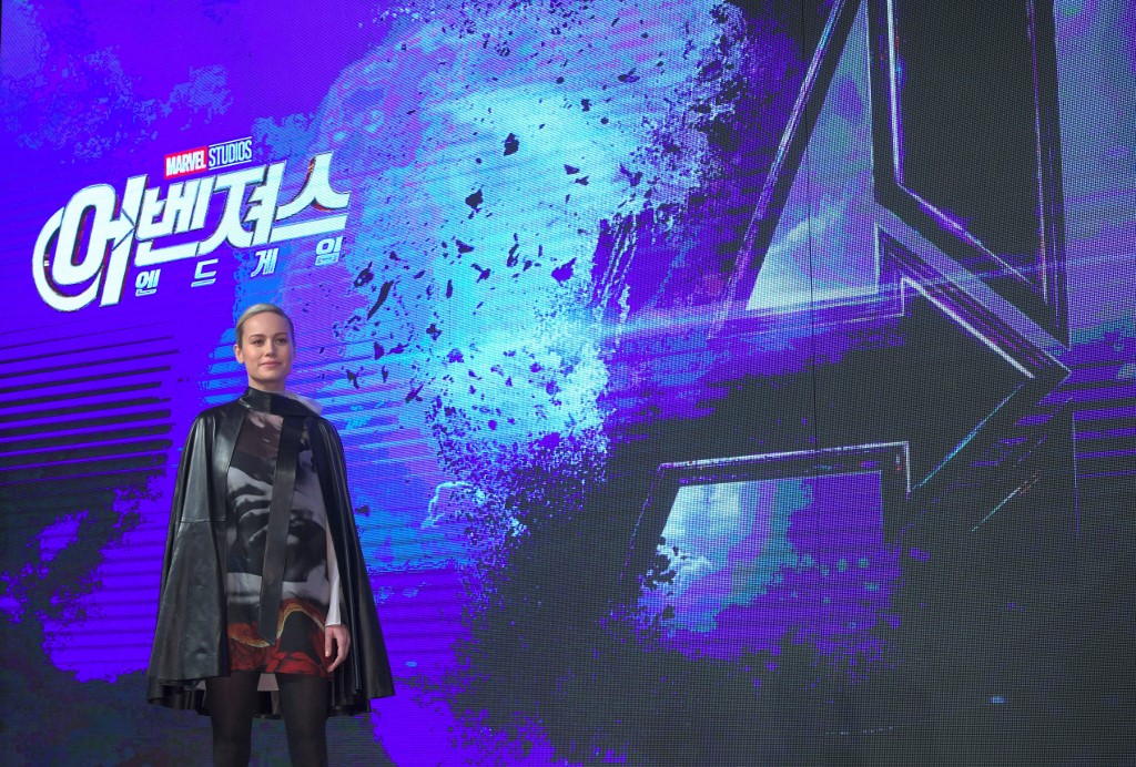 Brie Larson en un evento de Avengers: Endgame en Seúl (Corea del Sur)