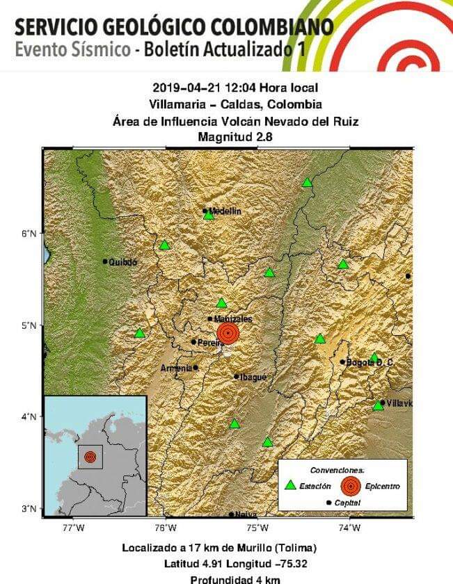 El sismo sólo se sintió en la zona de afluencia de la montaña volcánica.