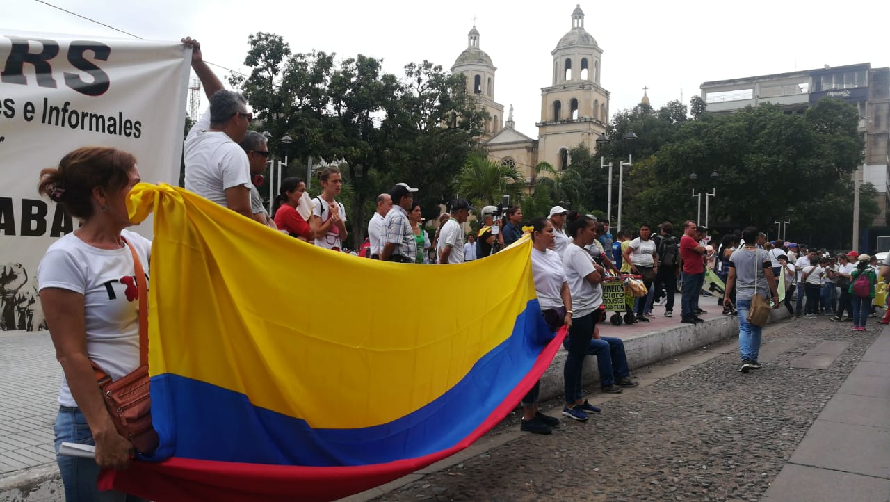 Manifestantes del paro nacional en la ciudad de Cúcuta