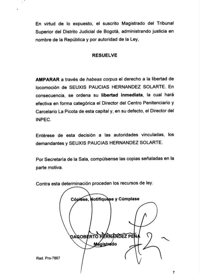 TRIBUNAL ORDENA LIBERTAD DE SANTRICH TRIBUNAL ORDENA LIBERTAD DE SANTRICH