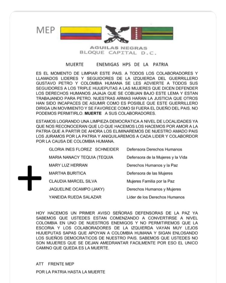 Amenazas a mujeres líderes sociales