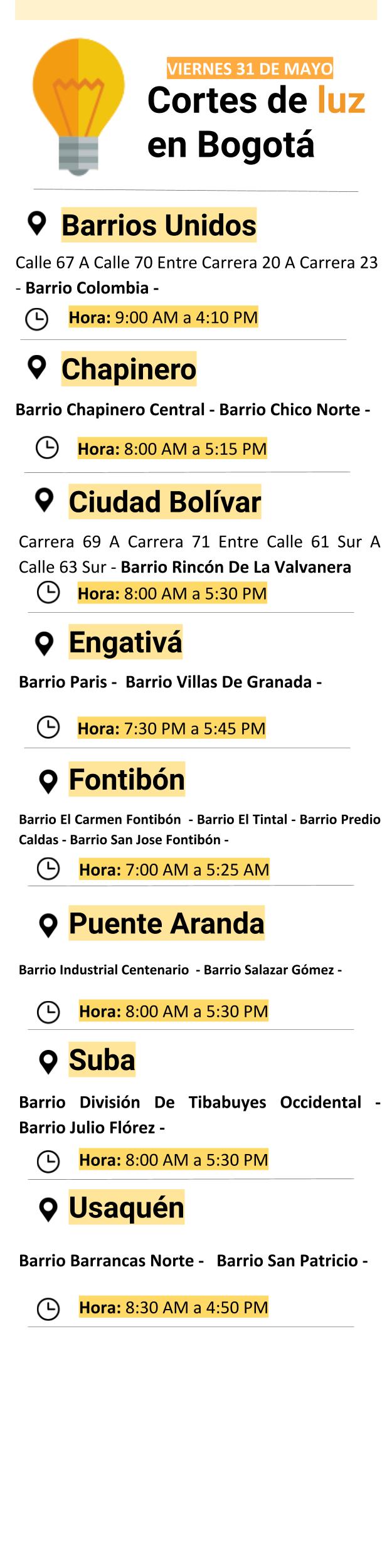 Plantilla cortes de luz viernes 31 de mayo de 2019 Plantilla cortes de luz viernes 31 de mayo de 2019