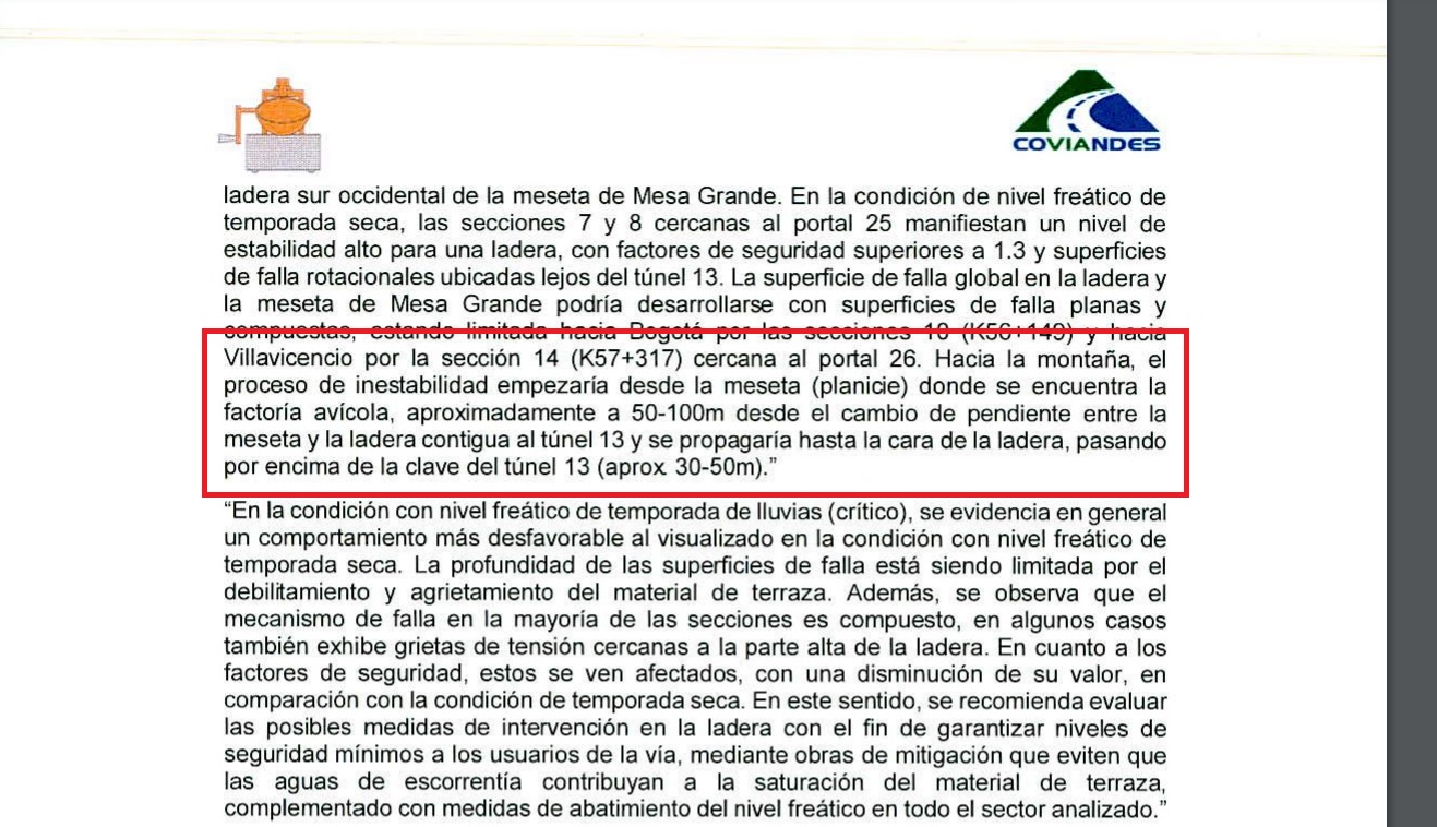 Apartes del informe CONTINGENCIA EN EL SECTOR SUR OCCIDENTAL DE LA MESETA DE MESA GRANDE DESDE AGOSTO DE 2018 