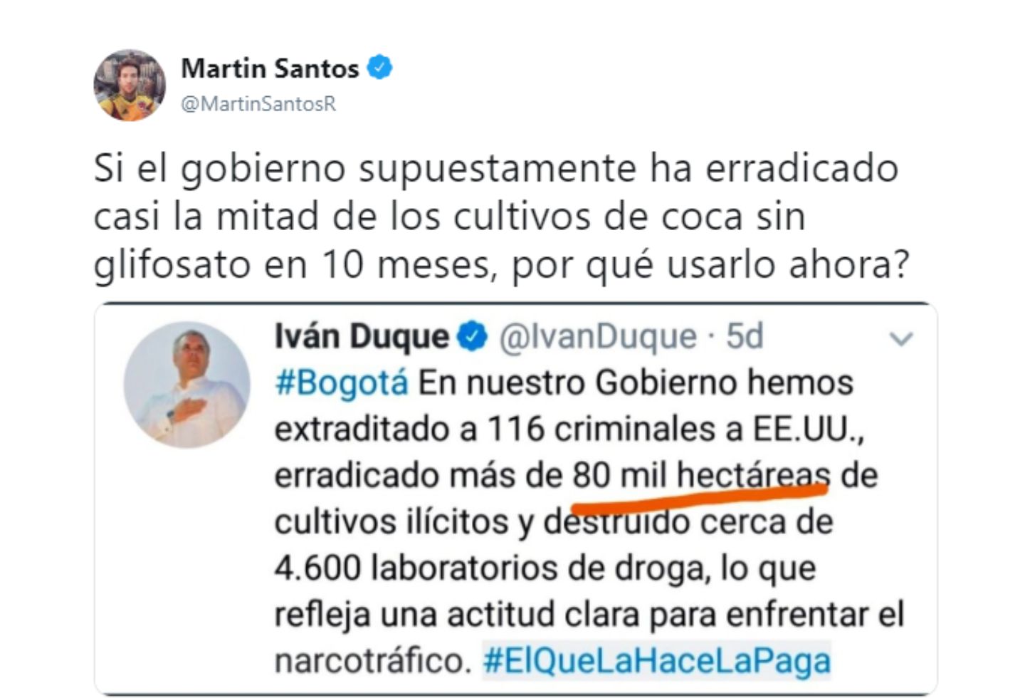 Así fue el trino de Martín Santos contra Iván Duque.