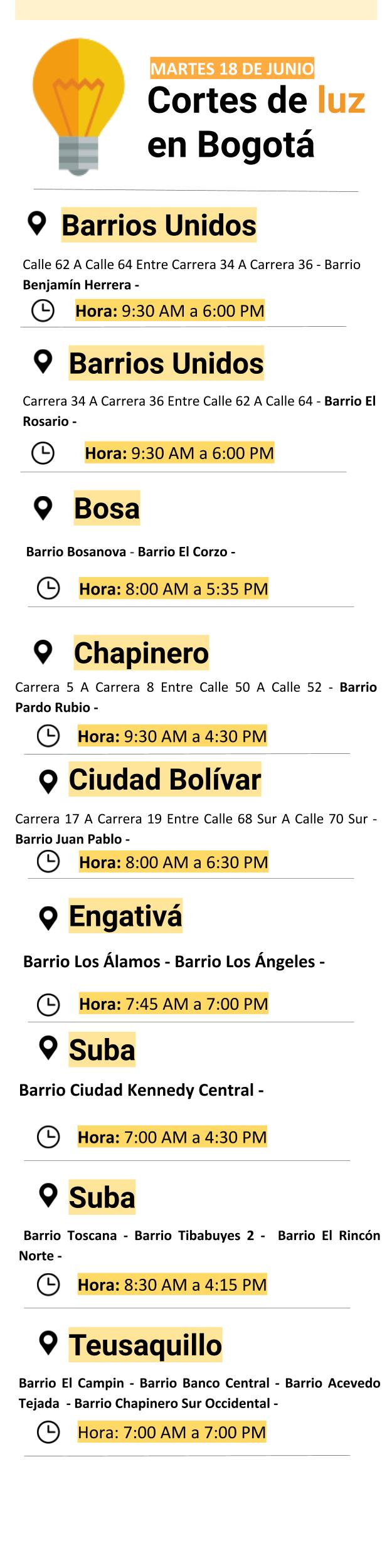 Plantilla cortes de luz martes 18 de junio de 2019