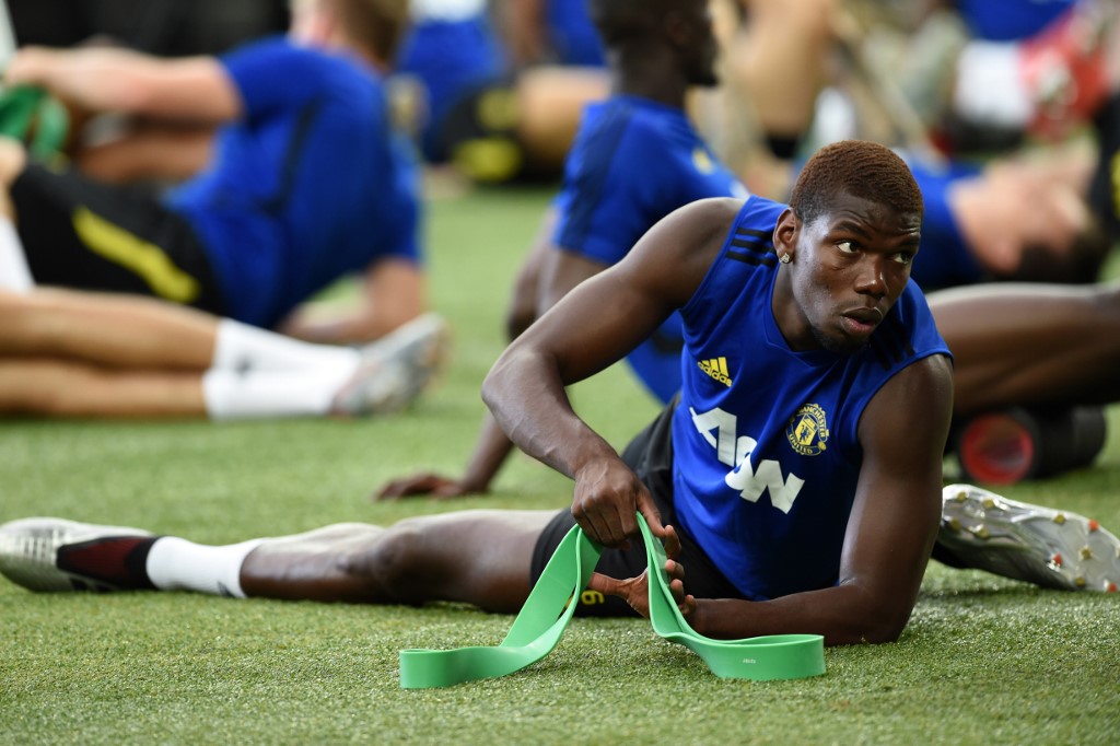 Paul Pogba en entrenamientos con el Manchester United