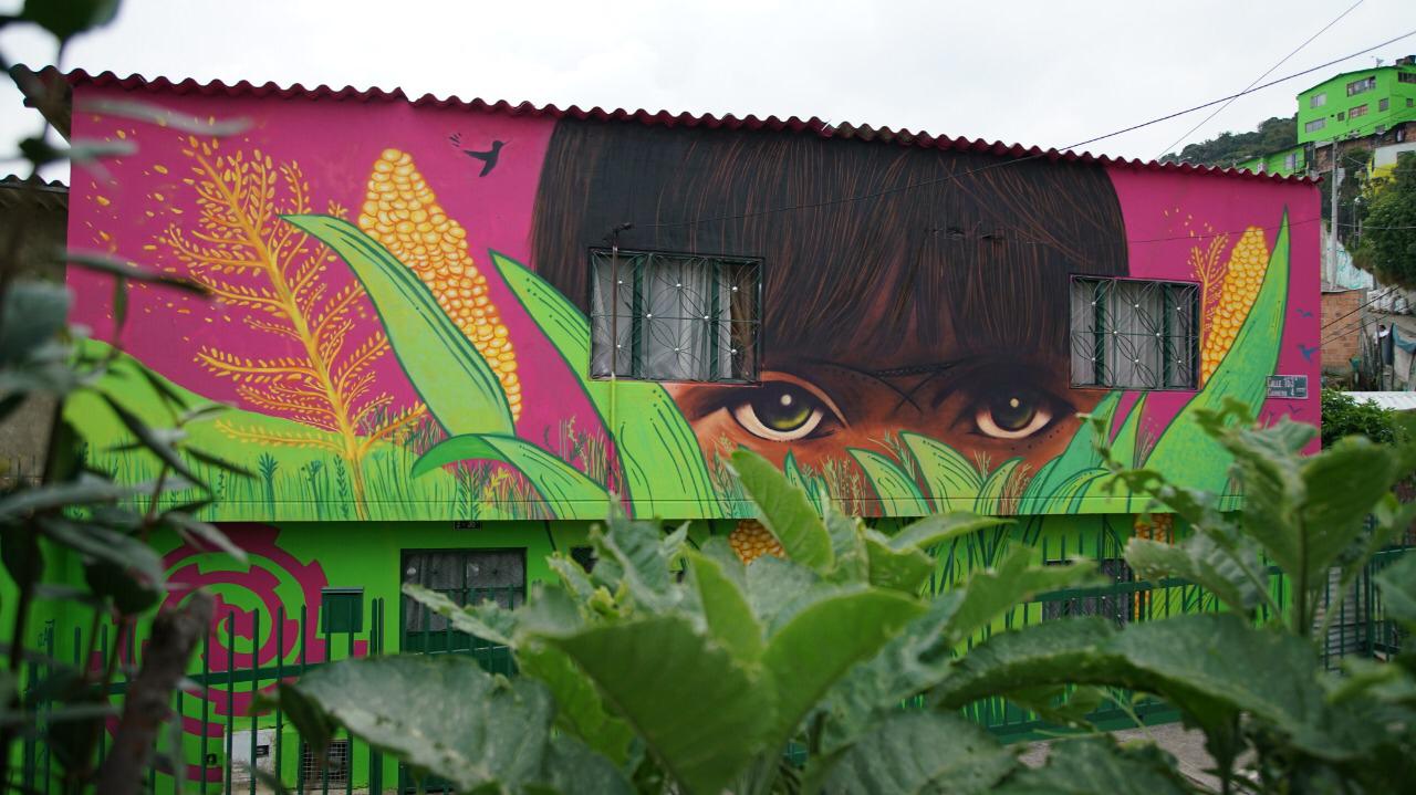 Fachadas de casas pintadas en la localidad de Usaquén
