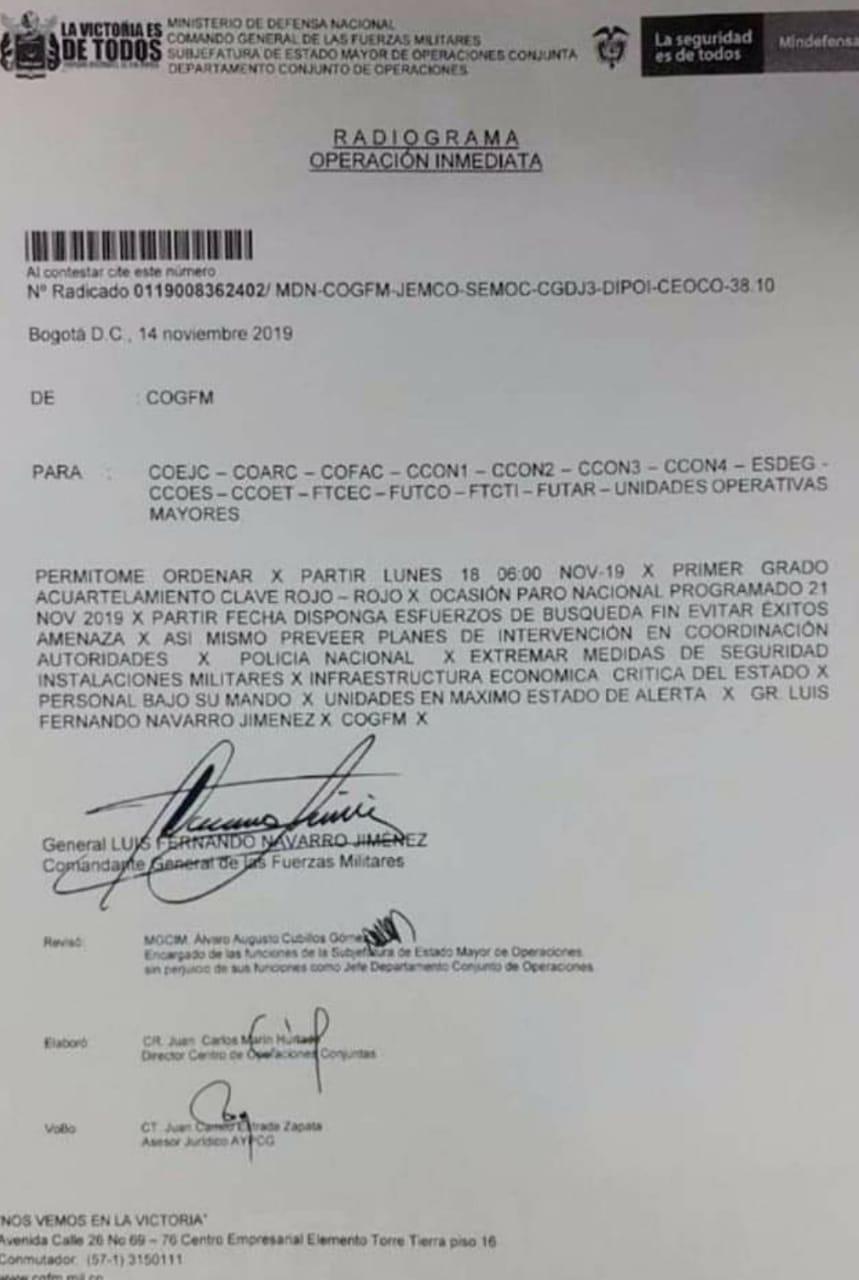 Documento del Ejercito Nacional Documento del Ejercito Nacional