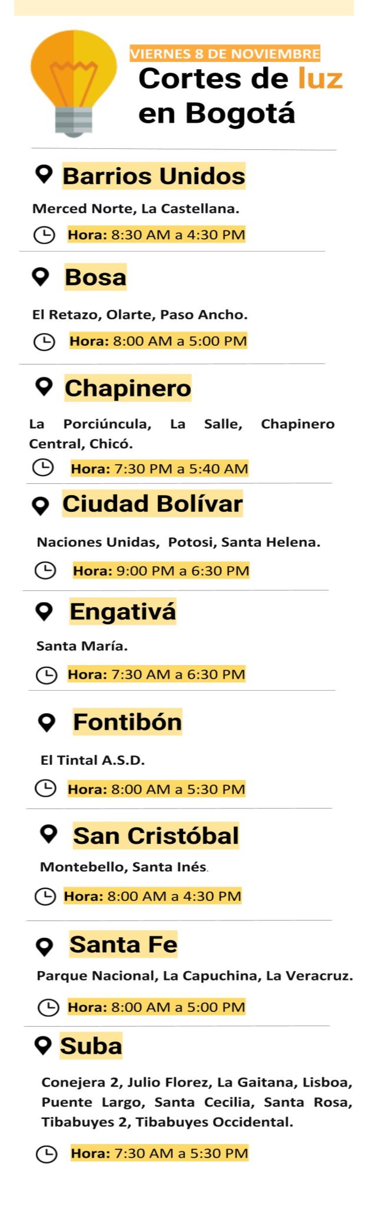 Los cortes de energía se deben al mantenimiento preventivo de la red de Codensa.