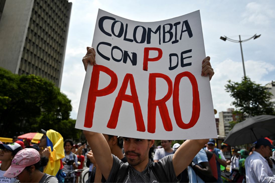 Manifestante en Cali del paro nacional.