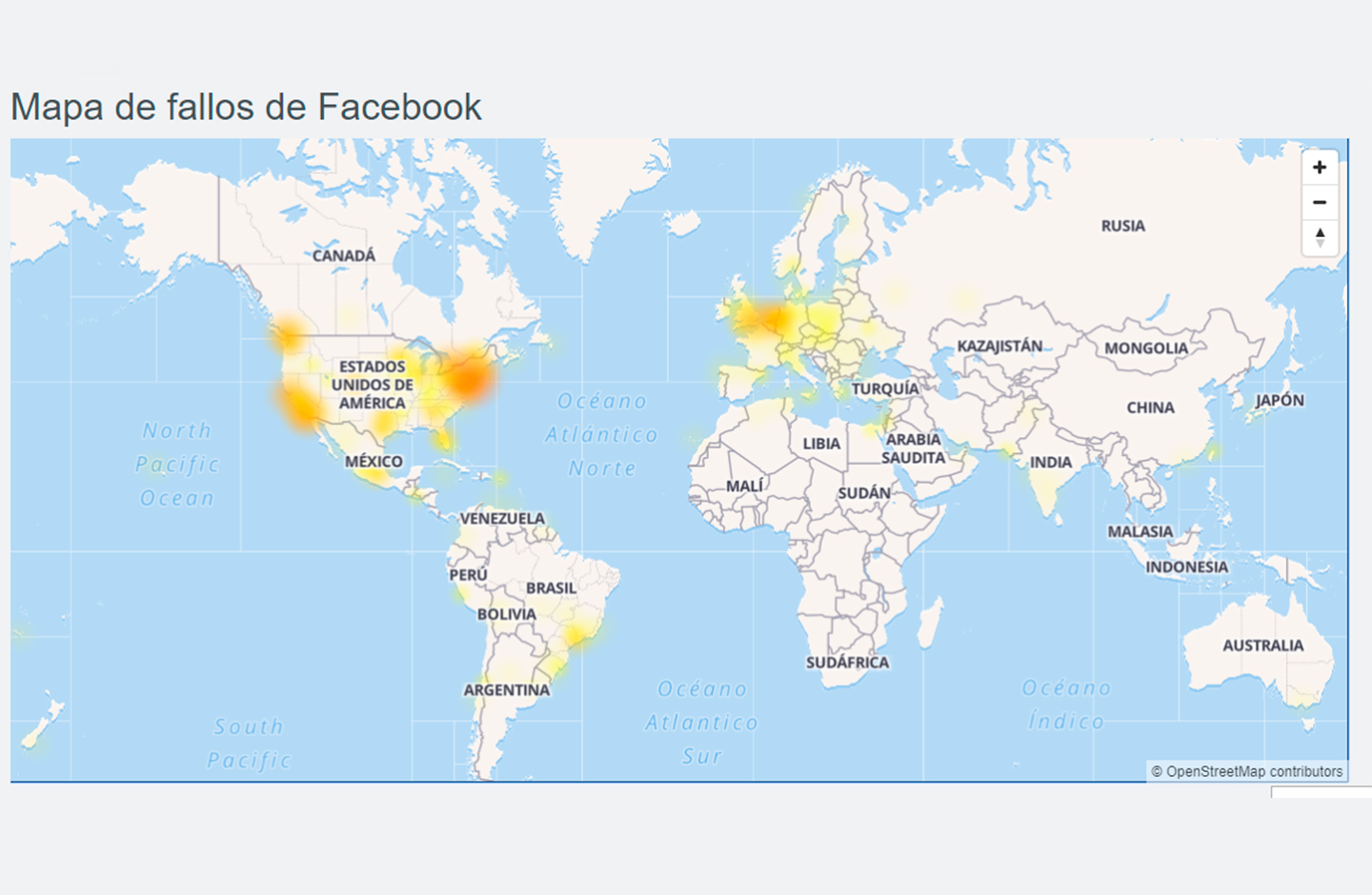 Mapa fallos Facebook