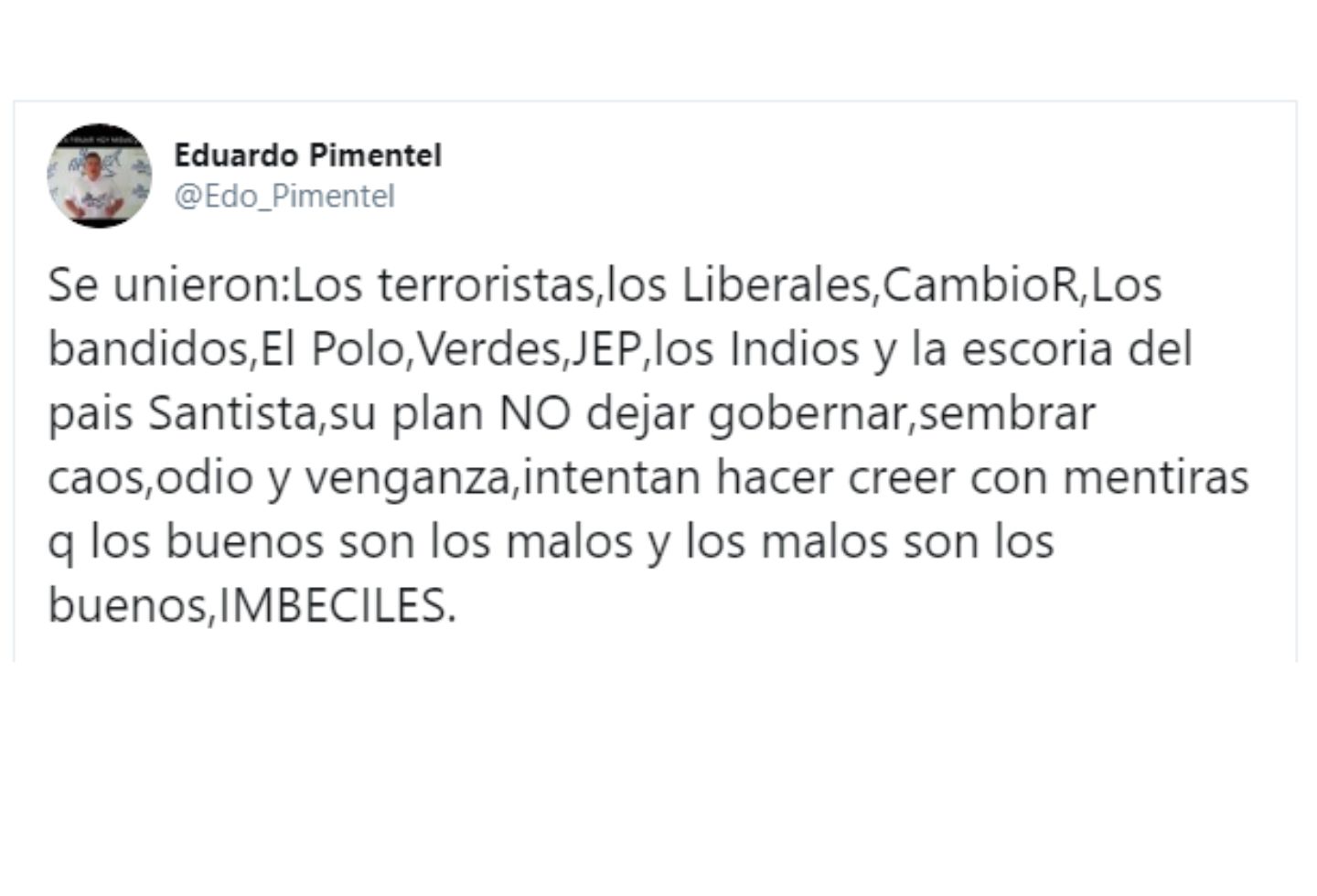 Así fue el mensaje de Pimentel contra los promotores del paro.