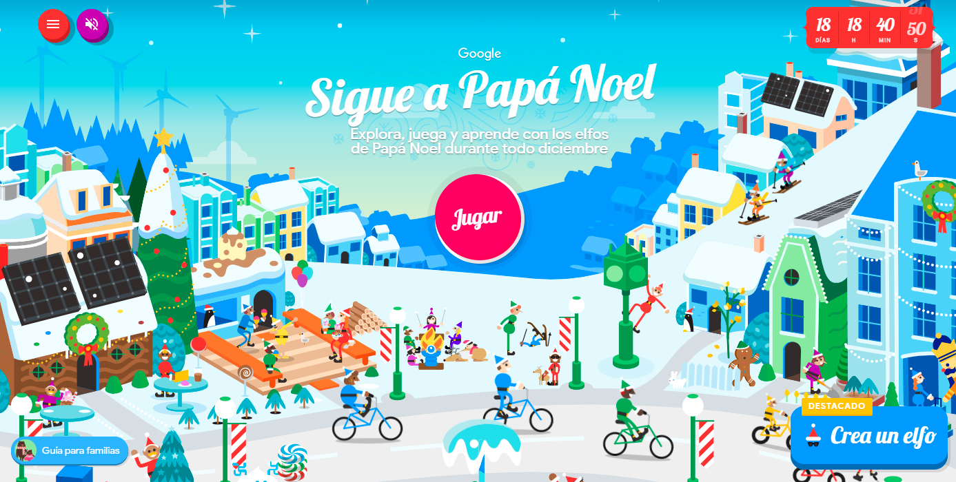 Sigue a Papá Noel es una página de Google