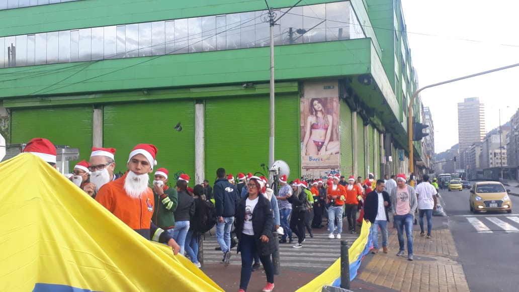 Protesta de comerciantes en el sector de San Victorino, por paro nacional