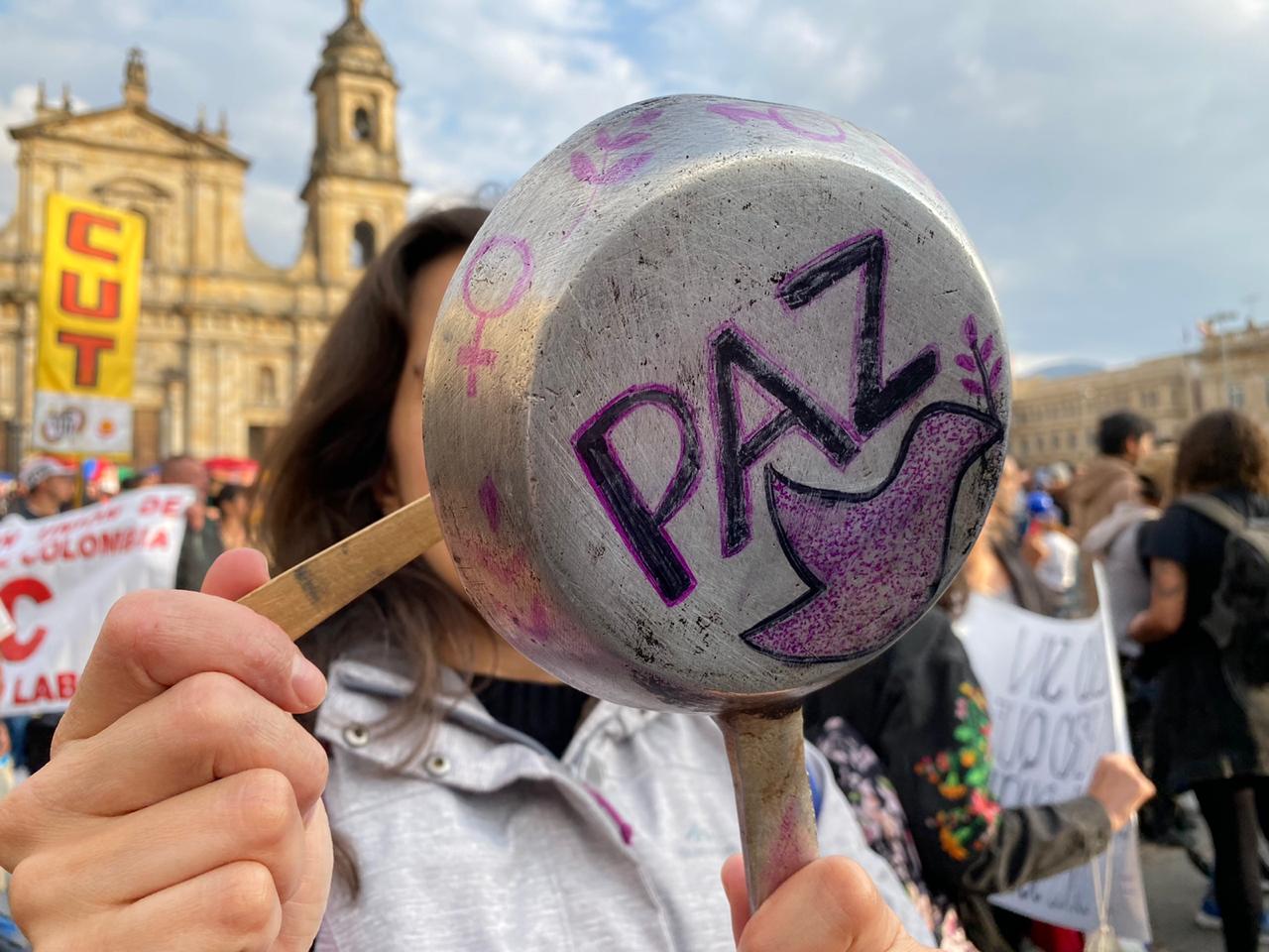 Manifestante en la Plaza de Bolívar