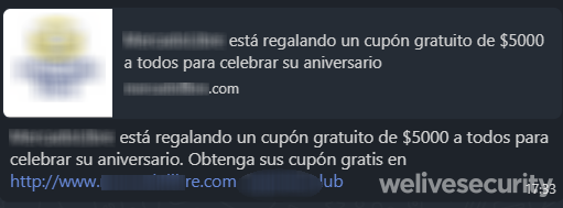 Mensaje estafa con cupones falsos en WhatsApp