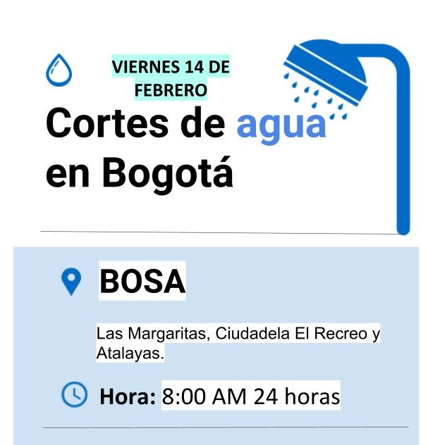 Cortes de agua para el viernes 14 de febrero