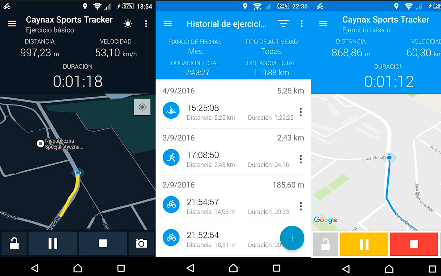 GPS sport tracker, app para correr