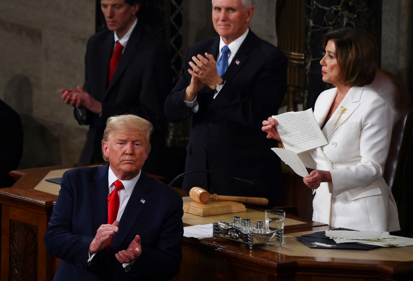 Nancy Pelosi rompió el discurso de Trump