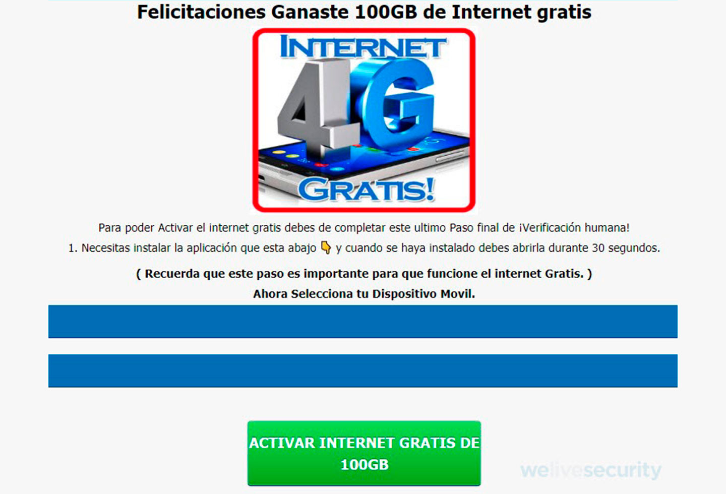 Estafa de internet gratis