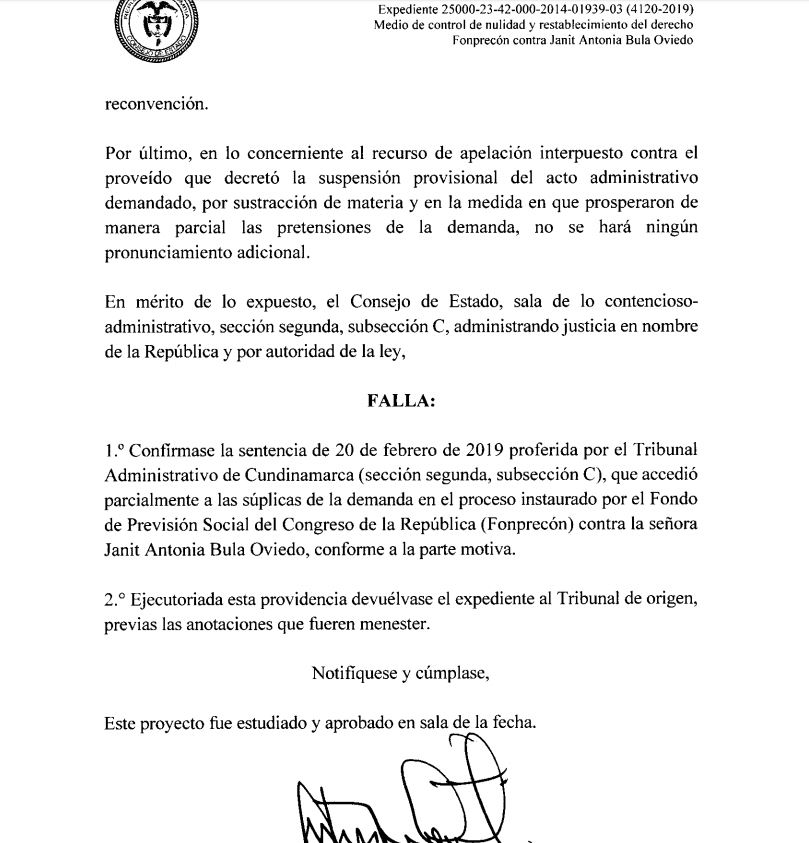 FALLO DEL CONSEJO DE ESTADO