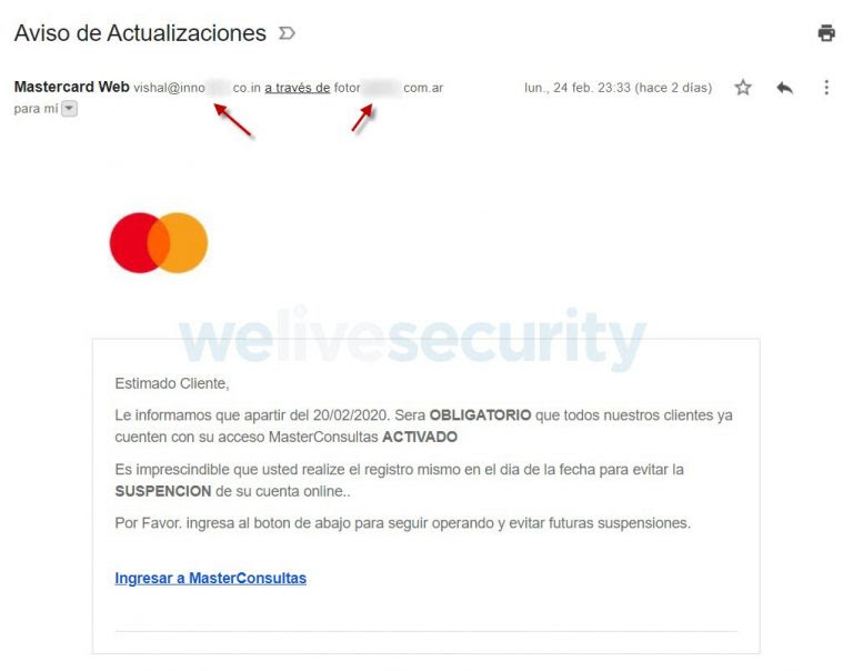 Estafa con usando la marca de MasterCard