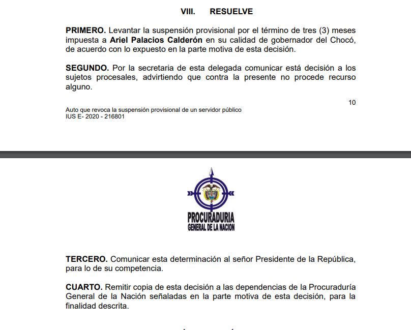 GOBERNADOR DEL CHOCÓ