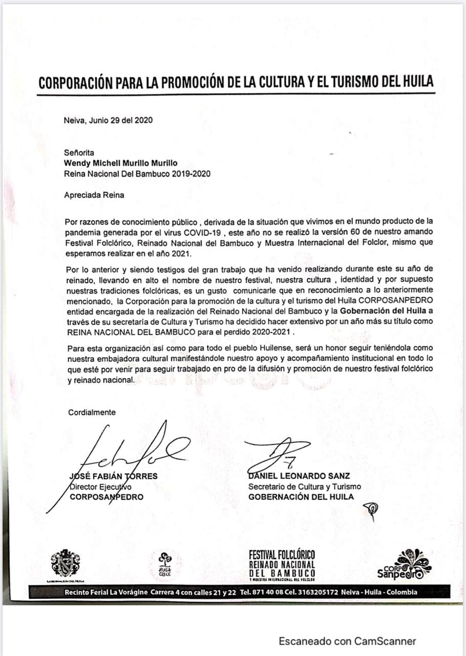 Extienden título a la reina Nacional del Bambuco