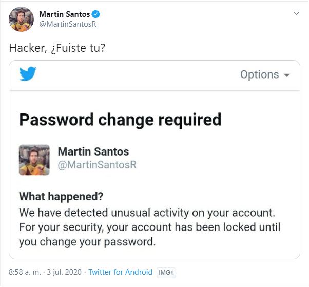 Tuit de Martín Santos