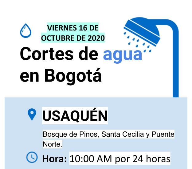 Cortes de agua en Bogotá - 16 de octubre