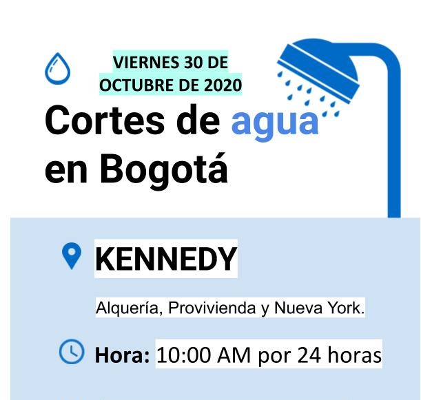 Cortes de agua para el viernes 30 de octubre