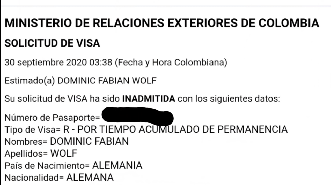 Le negaron la visa a Dominic Colombia