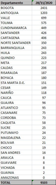 Casos 28 de noviembre