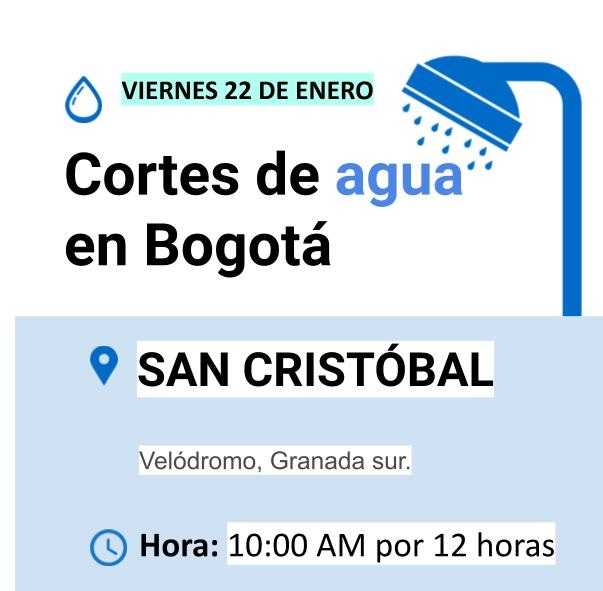 Cortes de agua para el viernes 22 de enero