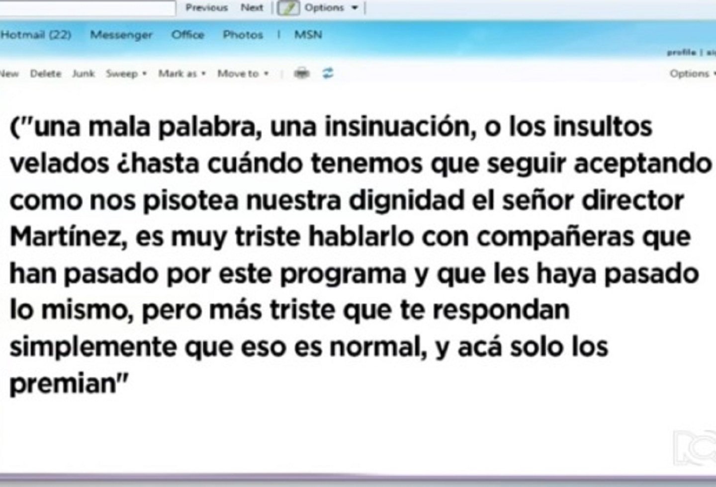 Correo sobre el magistrado