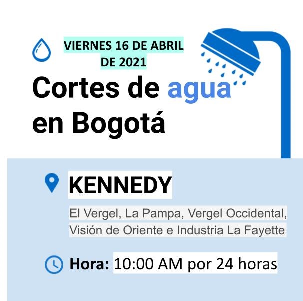 Cortes de agua para el viernes 16 de abril en Bogotá