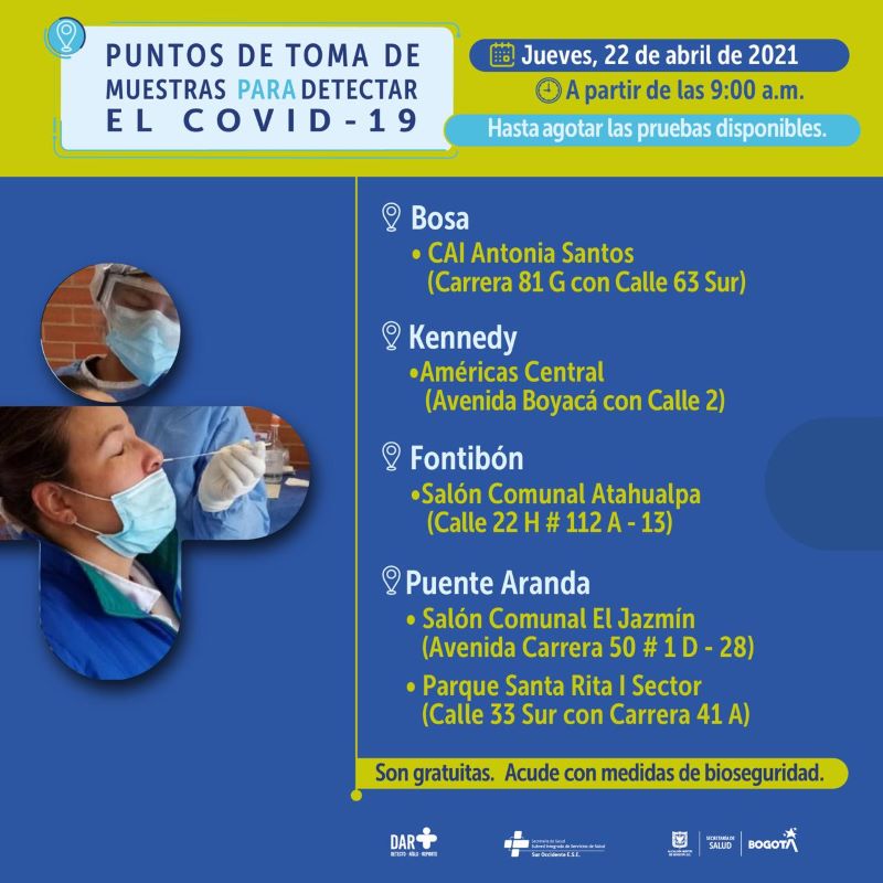Toma de prueba covid Bogotá