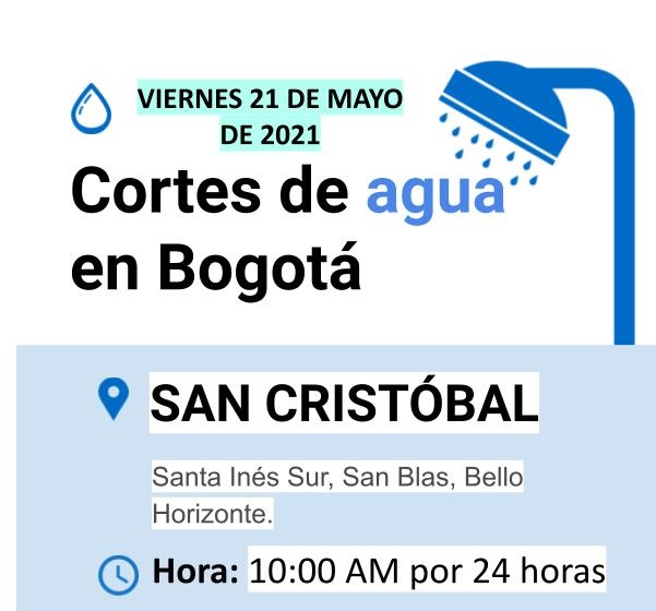 Cortes de agua para el viernes 21 de mayo