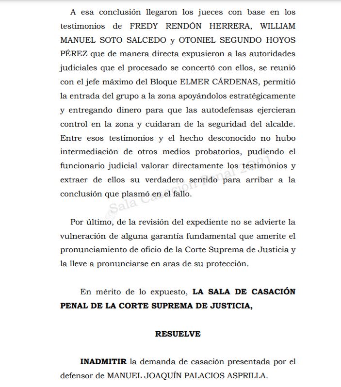 CONDENA CONTRA EXALCALDE DE BOJAYÁ