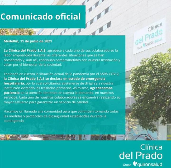 Declaratoria de Emergencia de la Clínica Prado.