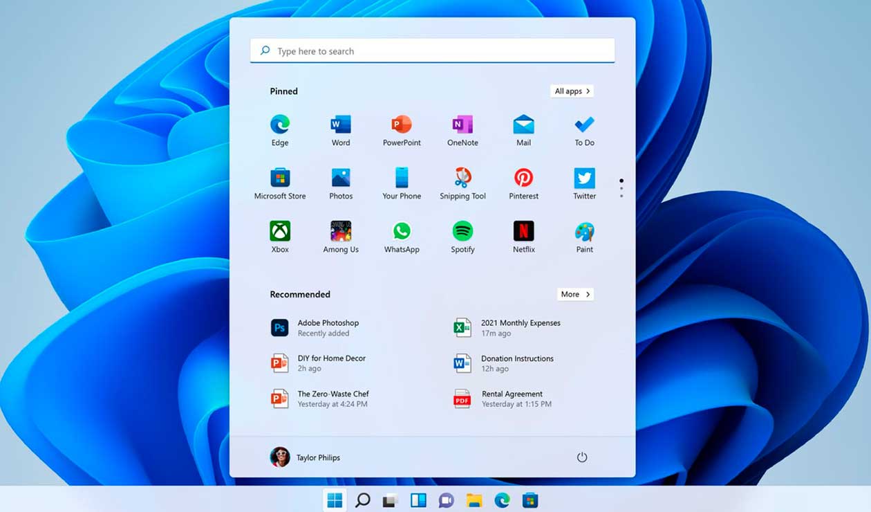 Nuevo menú de inicio de Windows 11